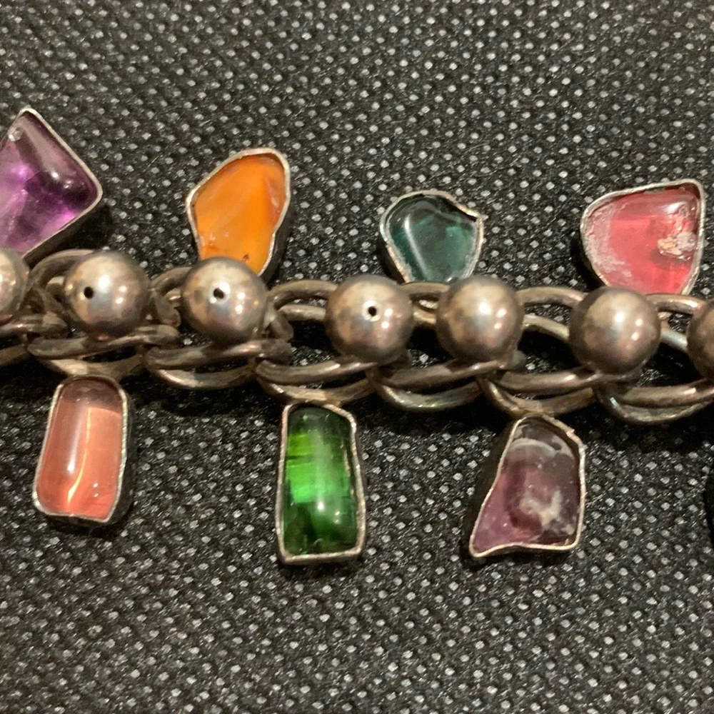 Unique vintage sterling silver and gem bracelet - Picture 12 of 16